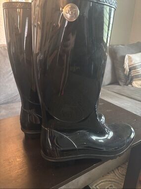 UGG Black Gloss Tall Rain Boots